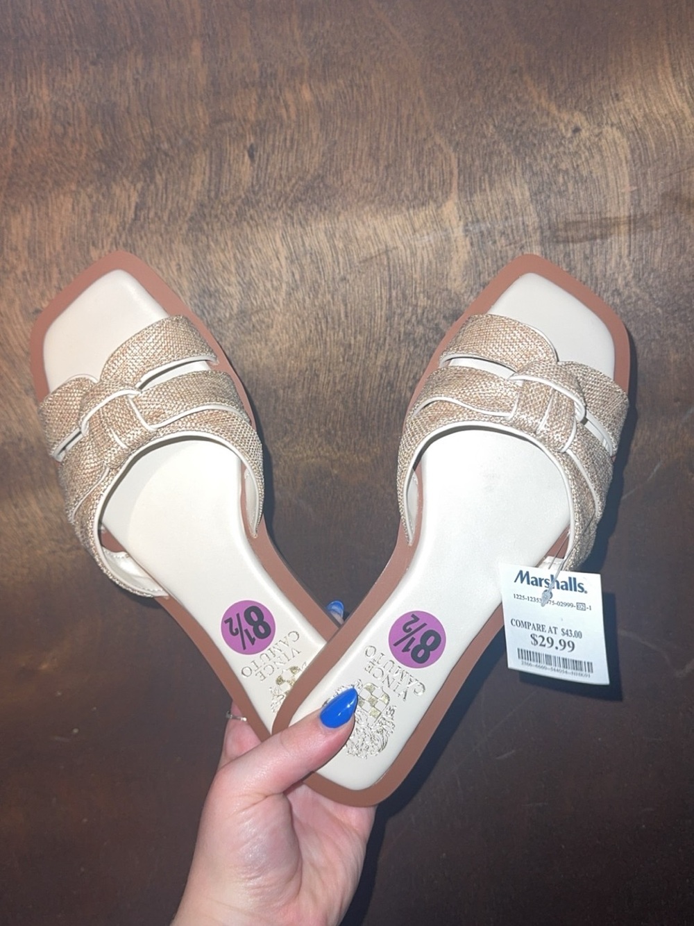 Vince Camuto Metallic Beige Slip-On Weave Mules